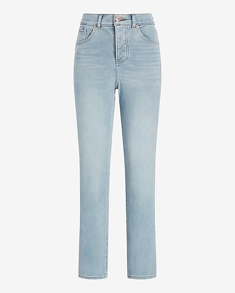 High Waisted Light Wash Straight Ankle Jeans | Express