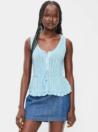 Seaside Cotton Pointelle Peplum Tank Top | Old Navy (US)