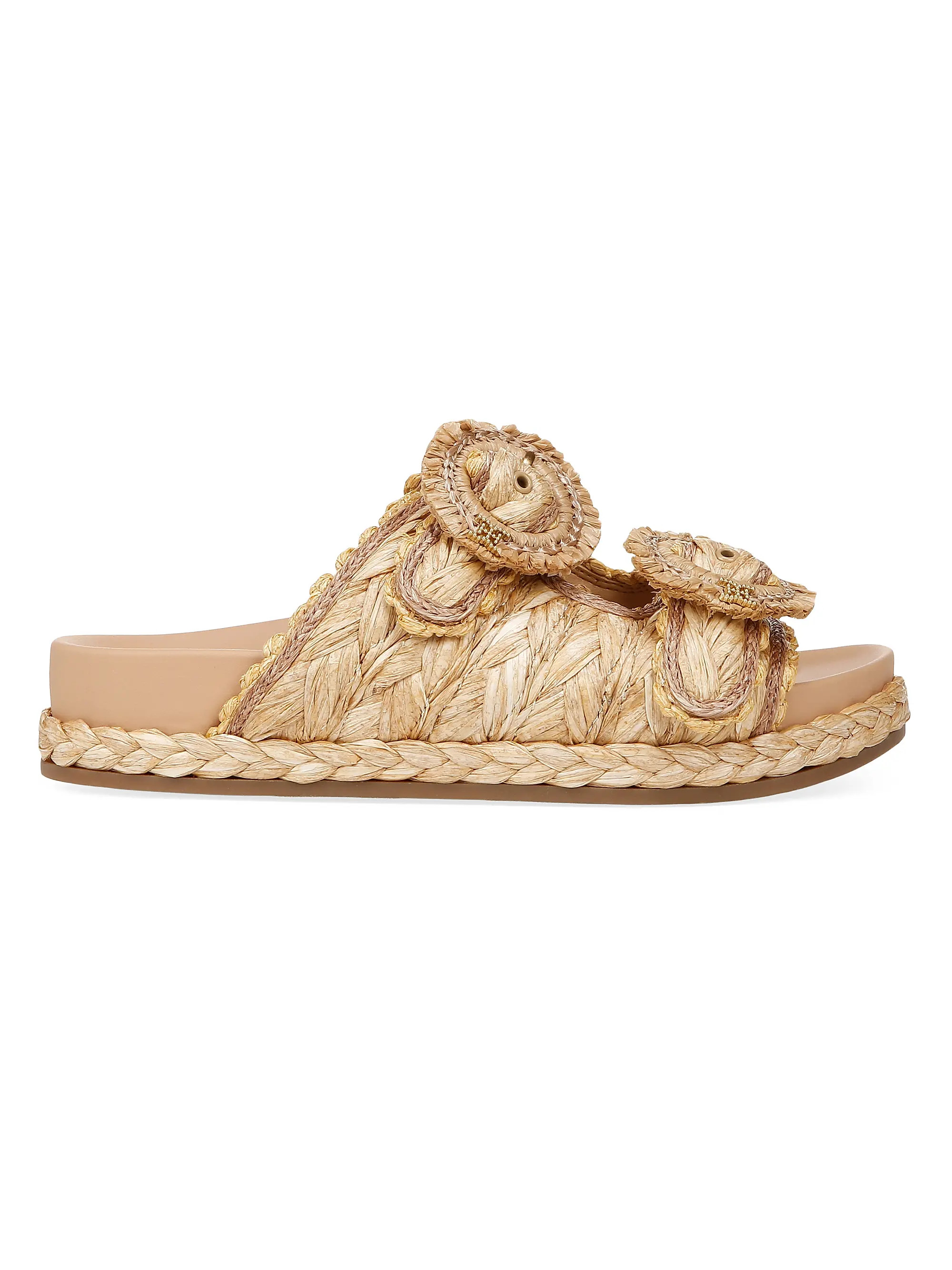 Reina Raffia Slide Sandals | Saks Fifth Avenue