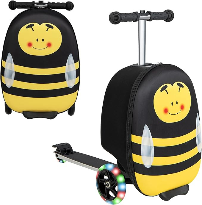 Costzon Kids Folding Ride On Suitcase Scooter, 2-IN-1 Lightweight Skateboard Luggage w/Lighted Wh... | Amazon (US)