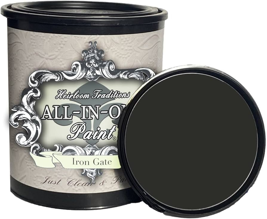 ALL-IN-ONE Paint, Iron Gate (Black), 32 Fl Oz Quart. Durable cabinet and furniture paint. Built i... | Amazon (US)
