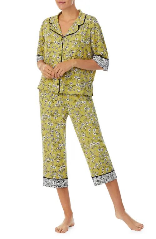 Room Service Pjs Crop Pajamas in Green Print at Nordstrom, Size X-Small | Nordstrom