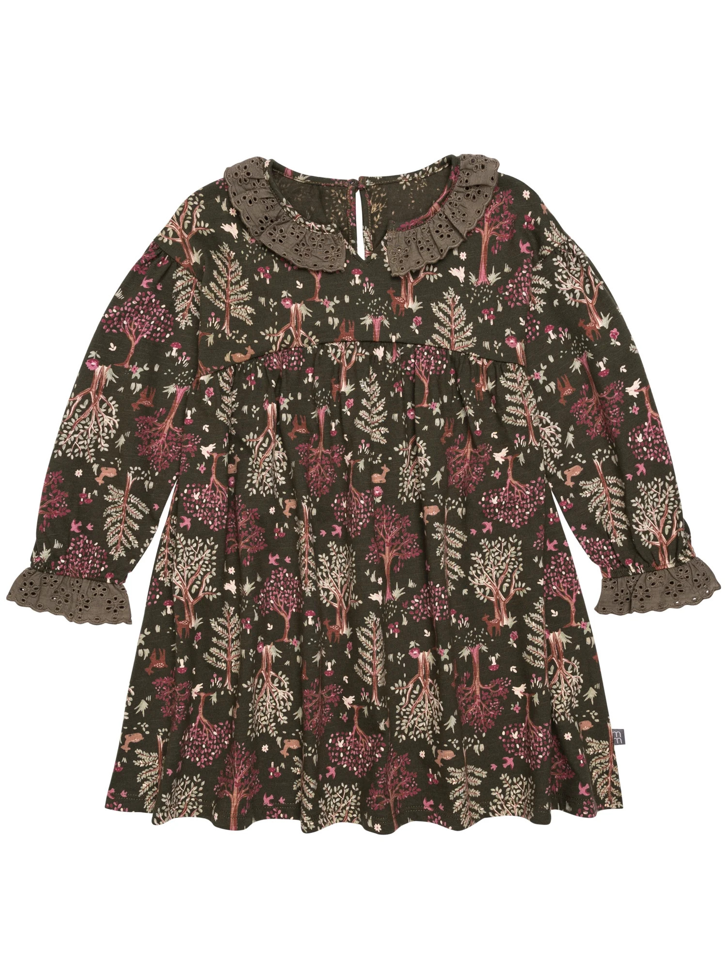 Modern Moments By Gerber Toddler Girl Dress with Neck Ruffle and Embroidery, Sizes 12 Months - 5T... | Walmart (US)