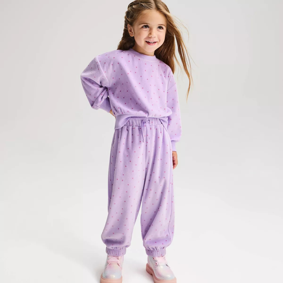 Toddler Girls' Crewneck Cherry Microfleece Pullover Sweatshirt - Cat & Jack™ Pink 2T | Target