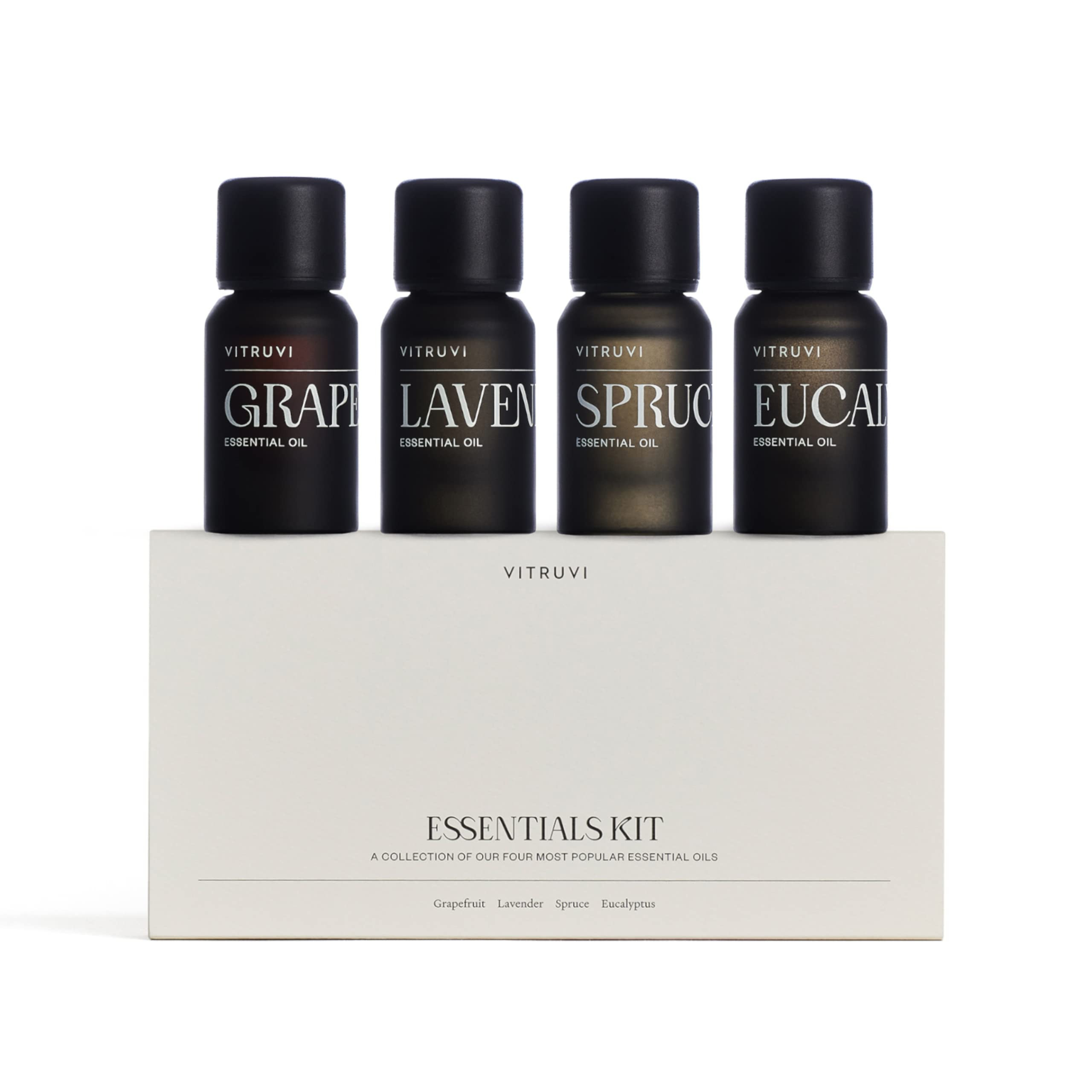 Vitruvi Essentials Kit, Essential Oil Starter Kit, 100% Pure Lavender, Eucalyptus, Grapefruit, Sp... | Amazon (US)