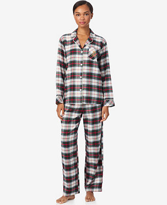 Women's Notch Collar and Long Pant Pajama Set | Macy's