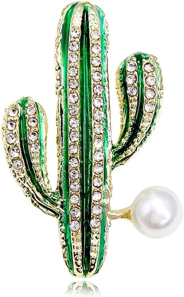 Cute Cactus Brooch Pin for Women Girls Faux Pearl Rhinestone Crystal Lapel Pin Clip Sweater Scarv... | Amazon (US)
