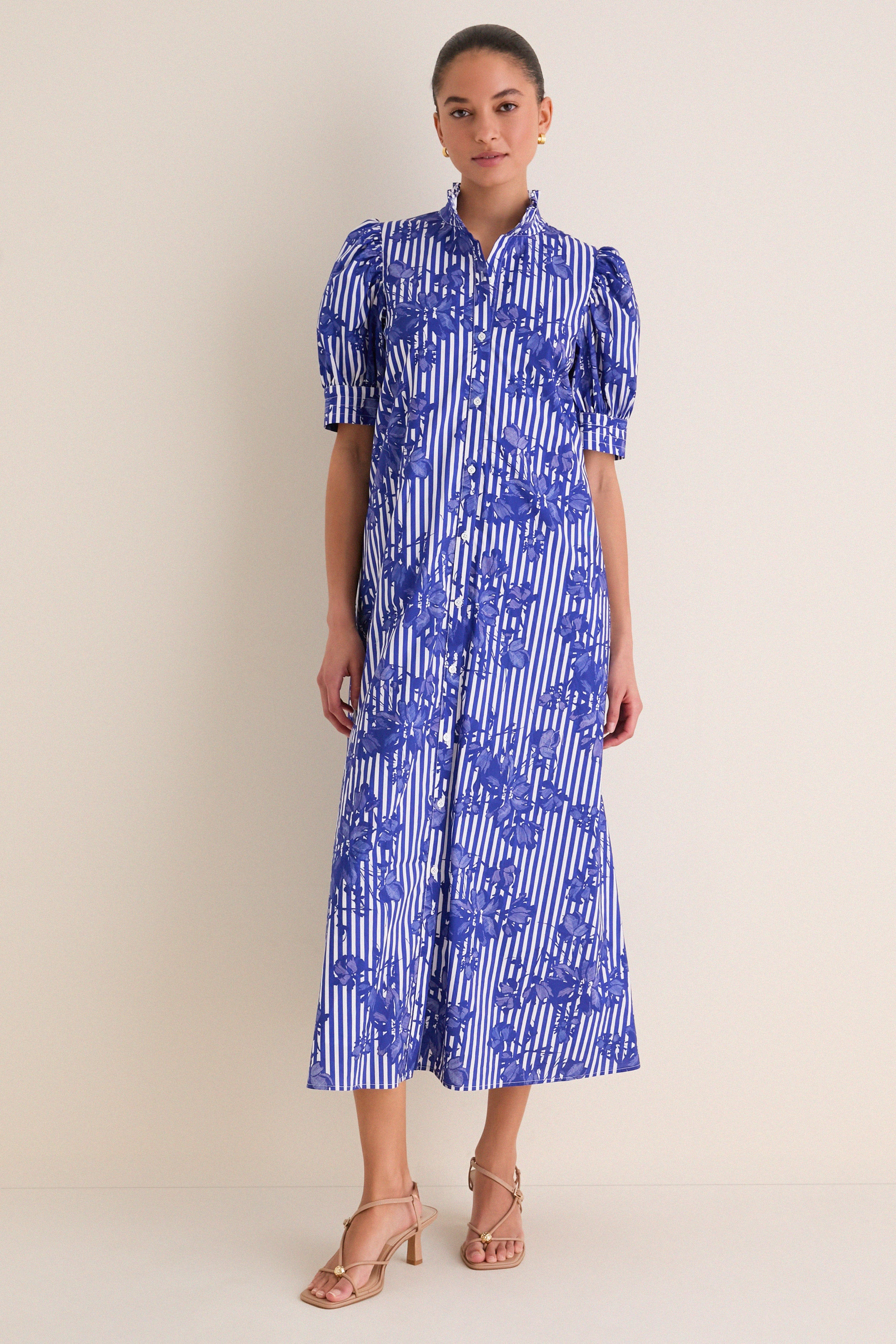 Blue & White Striped Floral Louisa Maxi Dress | Tuckernuck (US)