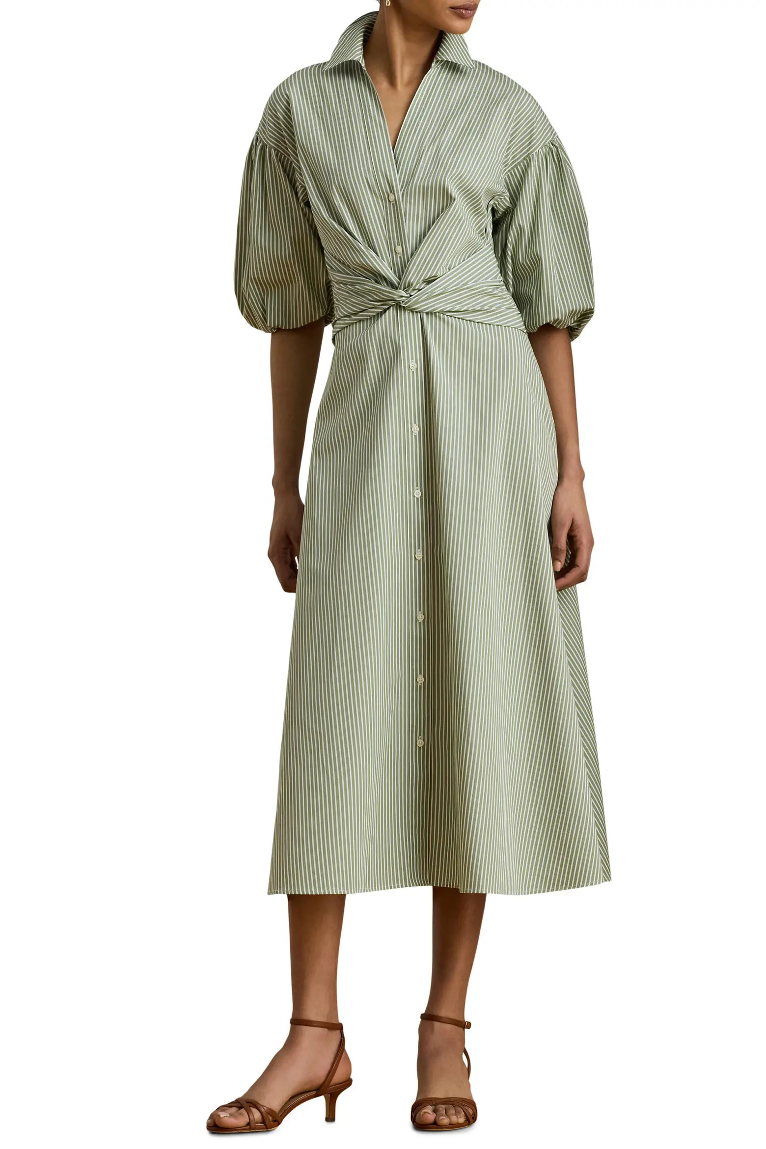 Stripe Bubble Sleeve Cotton Broadcloth Shirtdress (Women) | Nordstrom | Nordstrom