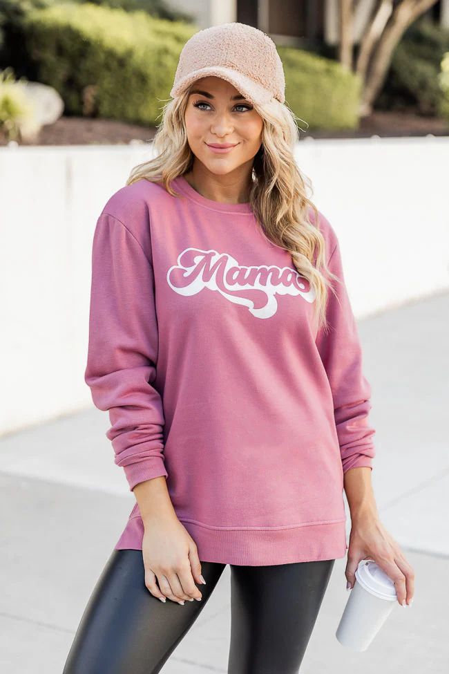 Mama Script Deep Mauve Graphic Sweatshirt | Pink Lily