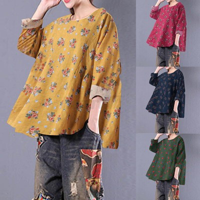 UK 8-24 ZANZEA Women Floral Long Sleeve Tunic Swing Tops Shirt Blouse Plus Size | eBay UK