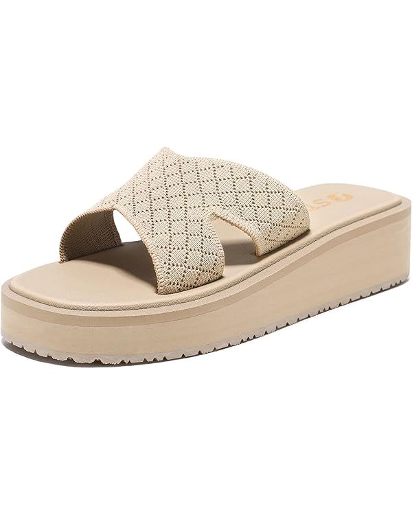 STQ Platform Sandals Women Chunky Slides with Memory Foam Footbed | Amazon (US)