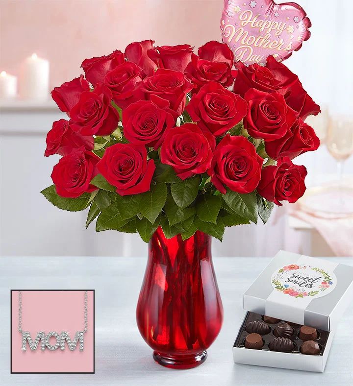 Two Dozen Red Roses for Mother's Day | 1800flowers.com