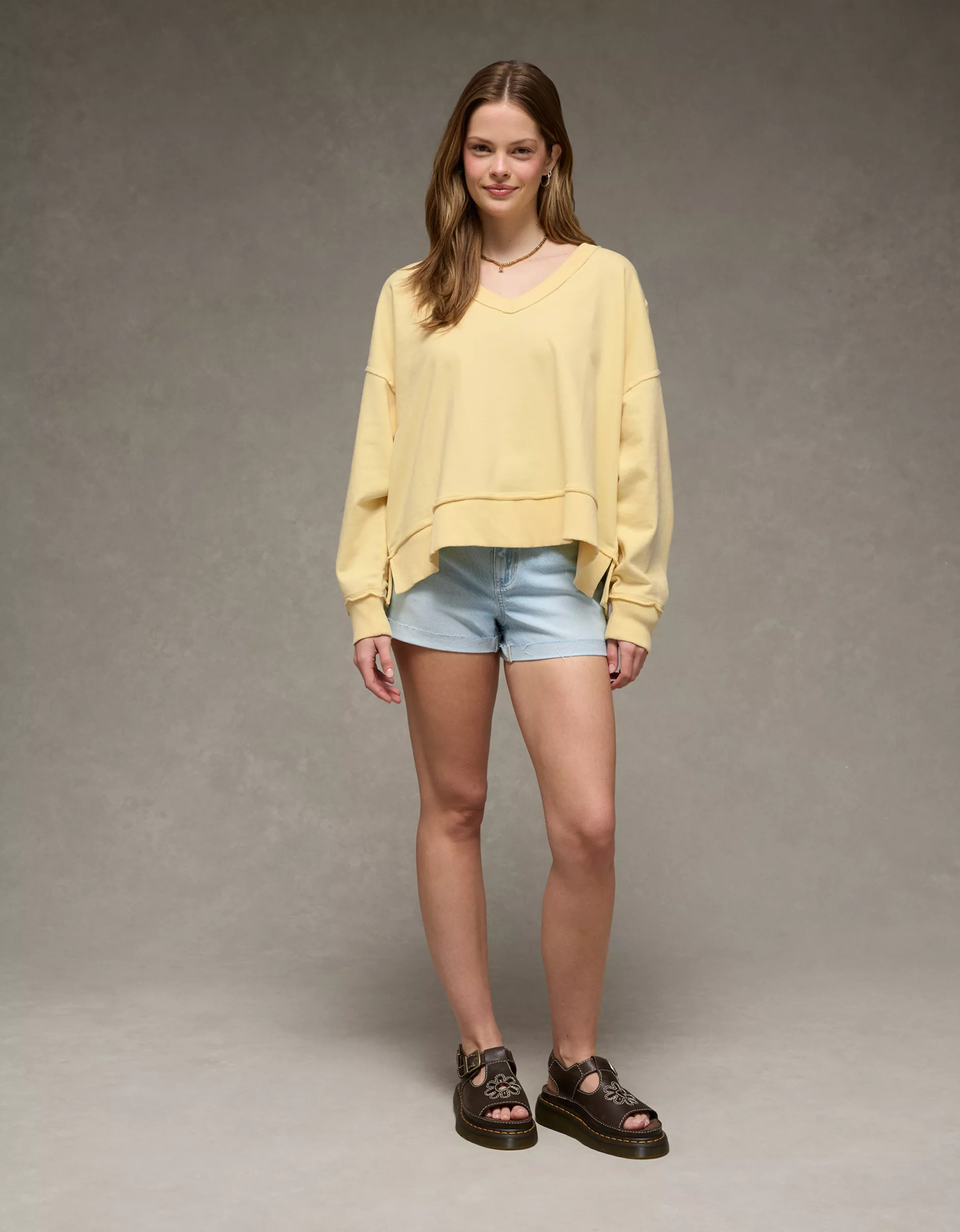 AE Big Hug V-Neck Sweatshirt | American Eagle Outfitters (US & CA)