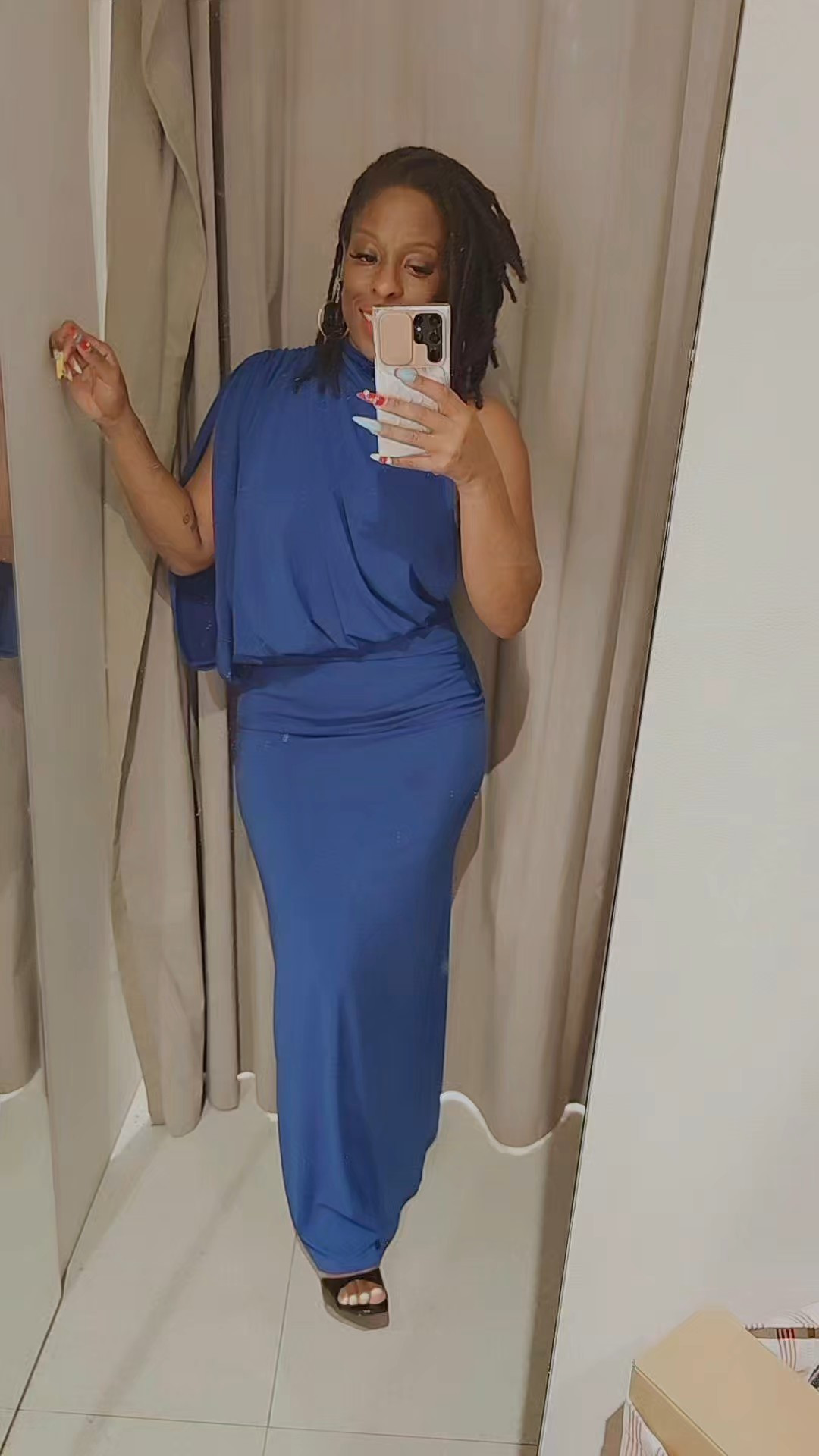 Draped caped blue dress from Zara. Tried on a medium but should have done small. 4661/235/429#zara #tryonhaul #fashionable40s #FitCheck #outfitinspo 

#LTKParties #LTKPetite #LTKFindsUnder50