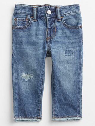 Baby Destructed Pull-On Slim Jeans with Washwell | Gap Factory