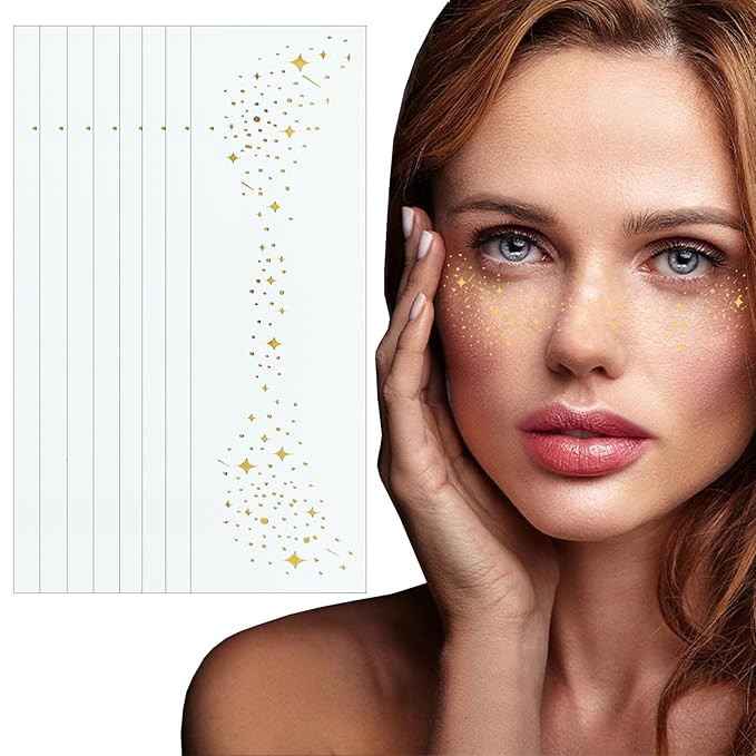 8 PCS Makeup Patches,Gold Face Glitter Makeup Speckles,Glow Up Makeup Patches,Face Glitter Speckl... | Amazon (US)