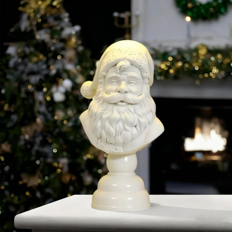 Santa Bust Christmas Tabletop Decoration, 6" Resin White Santa Claus Head Statue, Santa Claus Dec... | Walmart (US)