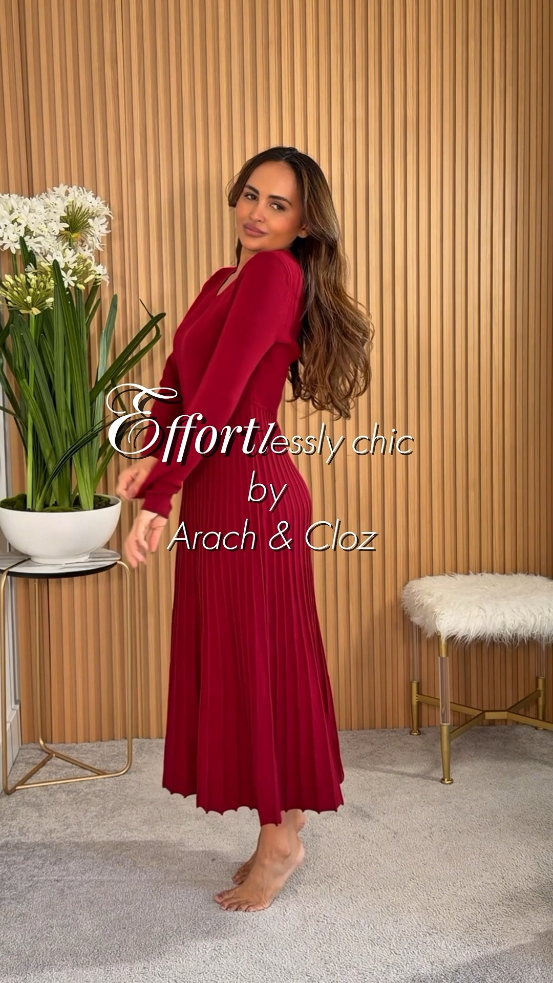 🍷 Elegant Wine OOTD
This Arach & Cloz dress is the definition of effortless chic soft fabric, perfect fit, and that timeless pleated skirt that moves beautifully. One of those pieces that instantly elevates your day.

✨ Linked everything for you
Shop the full look on my LTK 🤍
#LTKFinds #LTKStyle #ArachCloz #amazonfinds 

#LTKgrwm #LTKHoliday #LTKootd
