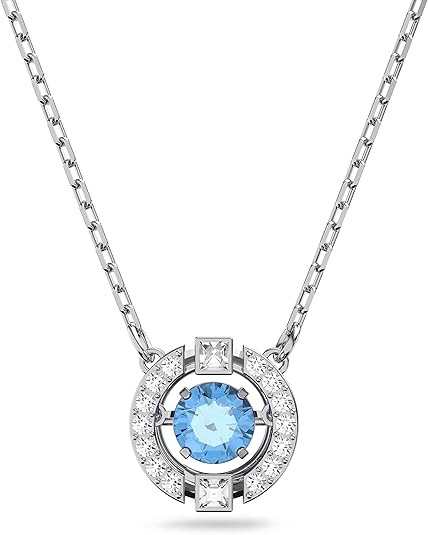 Swarovski Sparkling Dance Necklace and Earrings Jewelry Collection, Rhodium Finish, Blue Crystals... | Amazon (US)
