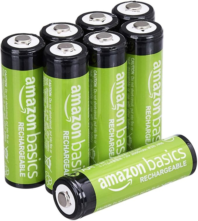 Amazon Basics 8-Pack Rechargeable AA NiMH Batteries, 2000 mAh, 1.2V, Recharge up to 1000x Times, ... | Amazon (US)