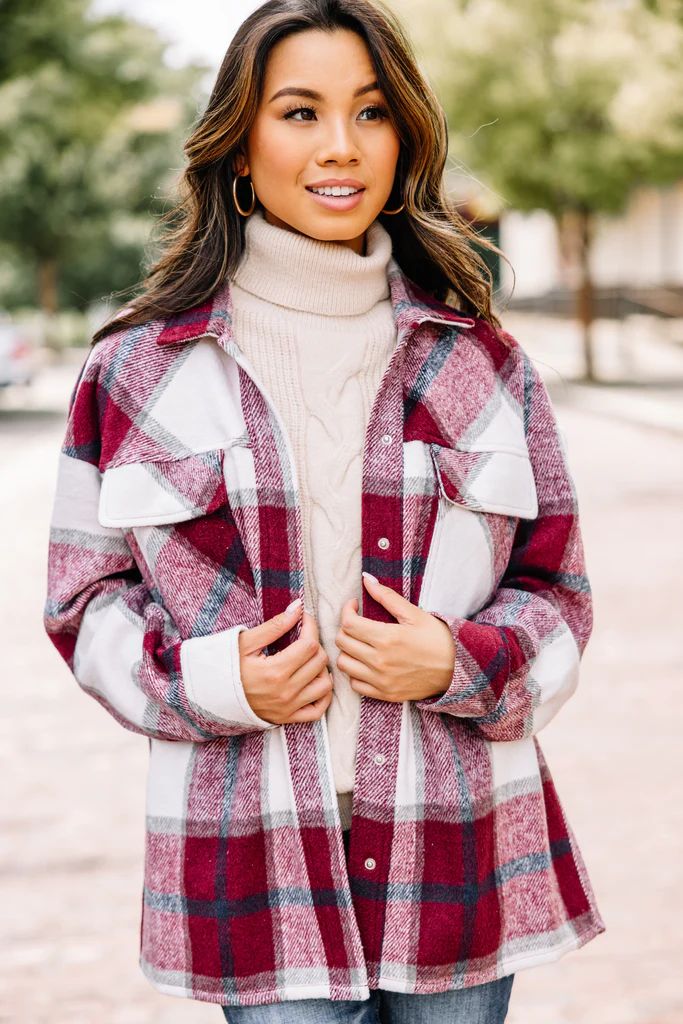 Get What You Want Wine Red Plaid Shacket | The Mint Julep Boutique