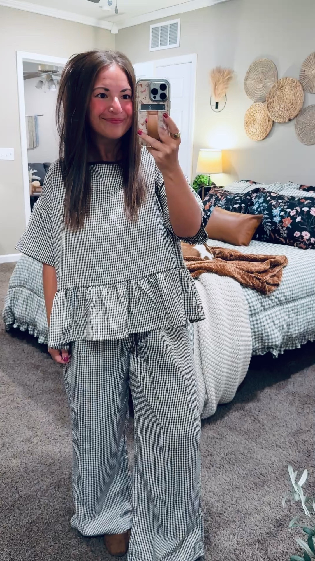 Gingham goodness! 🤎 This Amazon two-piece set has the cutest ruffle hem top & matching wide-leg pants. The perfect outfit to transition into fall!

flats: fit true to size // wearing a 5
set: fits oversized // wearing a large

#LTKootd #LTKMidsize #LTKWorkwear