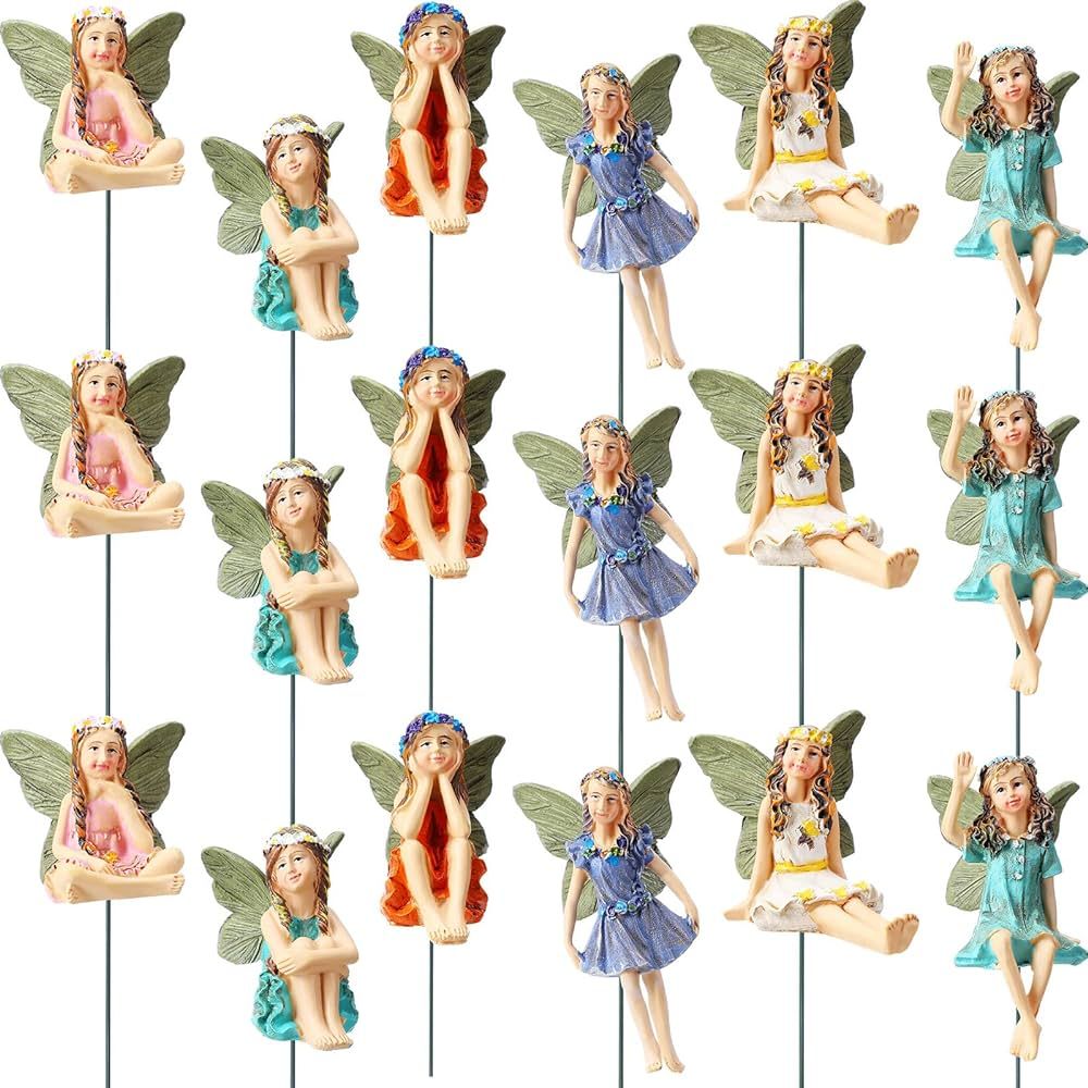18 Pieces Garden Miniatures Fairies Mini Garden Figurine Fairies Decor Outdoor Resin Miniature Ga... | Amazon (US)