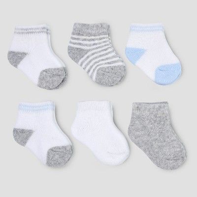 Baby Boys' 6pk Basic Ankle Terry Socks - Just One You&#174; made by carter's White/Gray 0-3M | Target