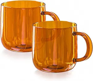 Serro Glass Mugs for Coffee - Durable Glass Coffee Cups with Handle (12 oz) - Borosilicate Amber ... | Amazon (US)