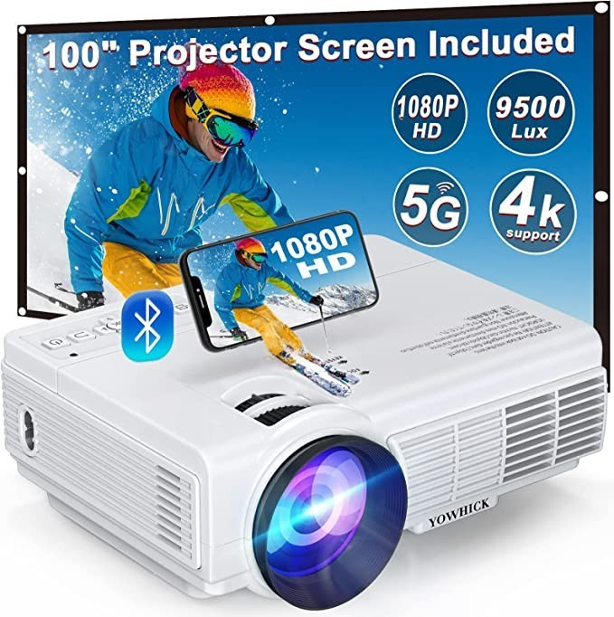 Projector with WiFi and Bluetooth, 5G WiFi Native 1080P 9500L YOWHICK Outdoor Projector 4K Suppor... | Amazon (US)