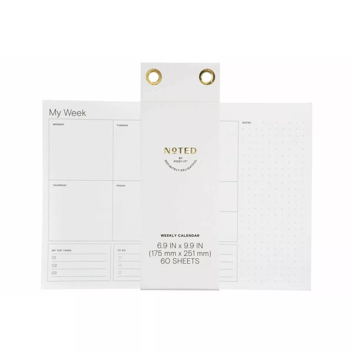 Noted by Post-it Weekly Calendar, White with pre-printed days | Target