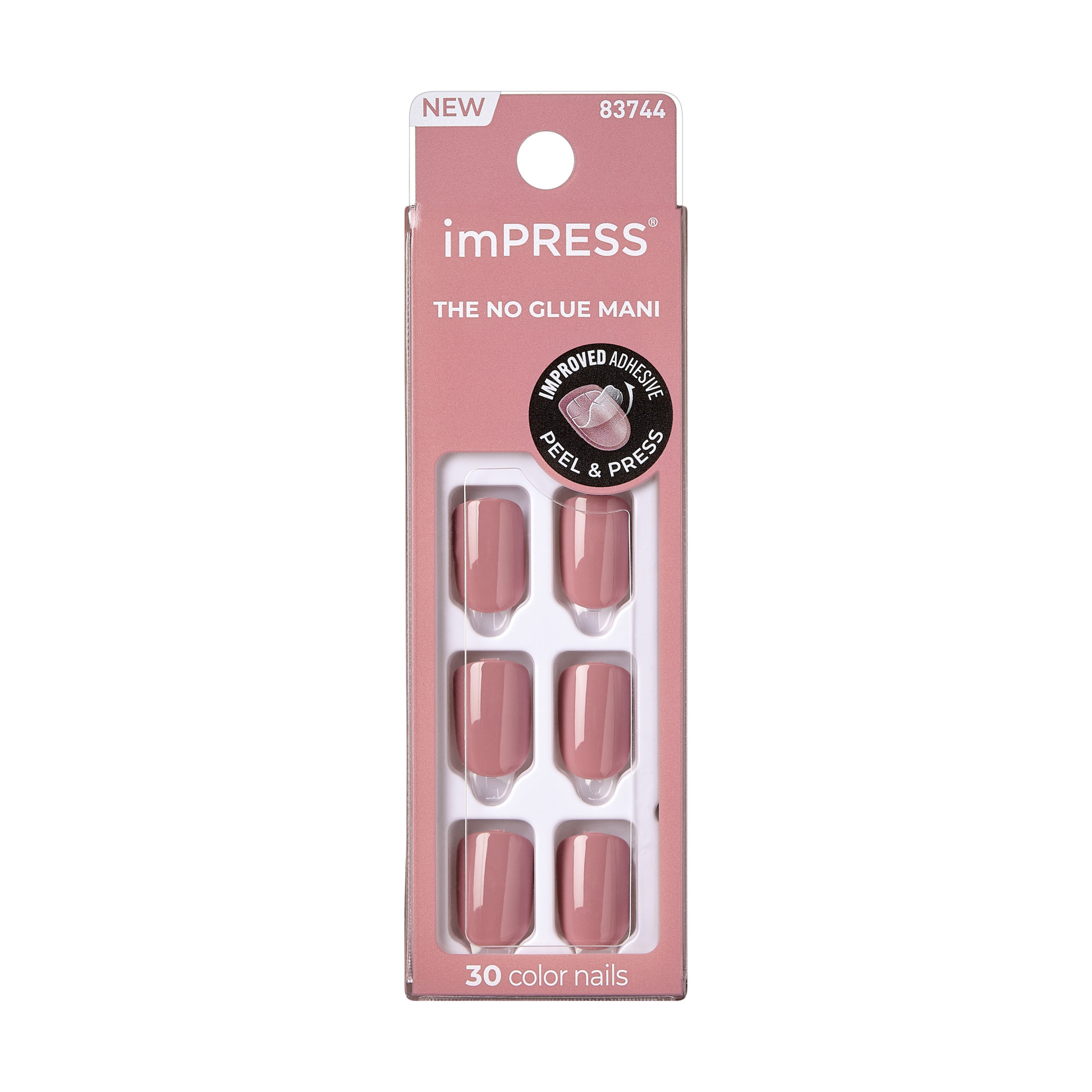 KISS imPRESS No Glue Needed Press On Nails, Color, Petal Pink, Pink, Short Squoval, 30 Count | Walmart (US)