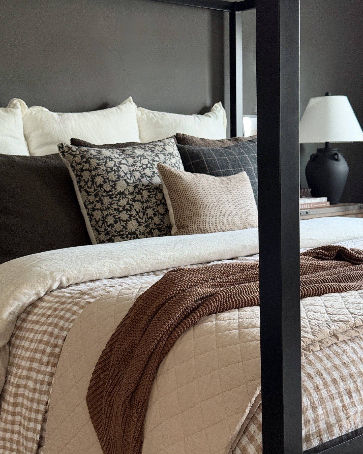 Moody and neutral, cozy and layered, designer inspired and affordable bedroom styling 🤎
Canopy bed, gingham duvet, bed pillows, rustic modern bedroomm

#LTKHome #LTKSaleAlert