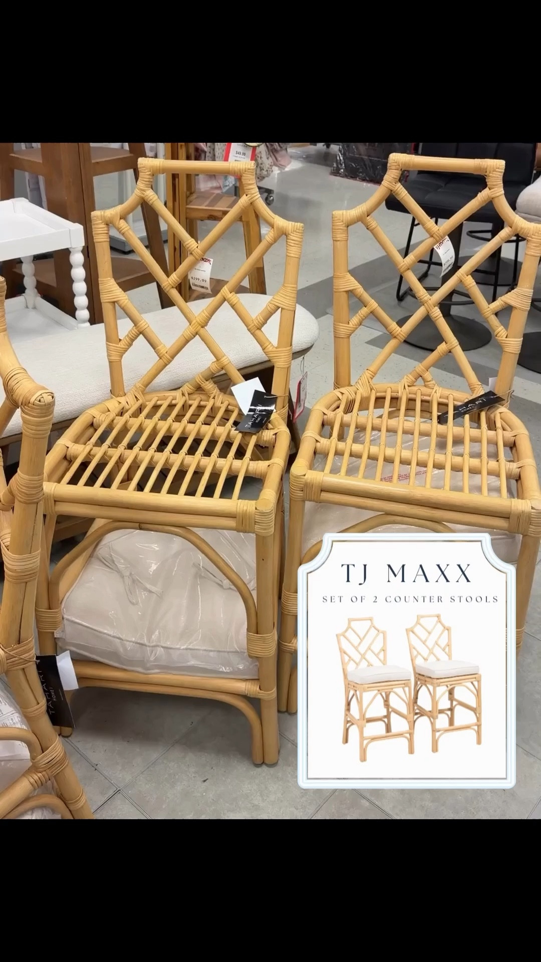 Rattan Bamboo look for Less counter stools available online at TJ Maxx and Marshalls! @TJ Maxx @Marshalls 

#LTKHome