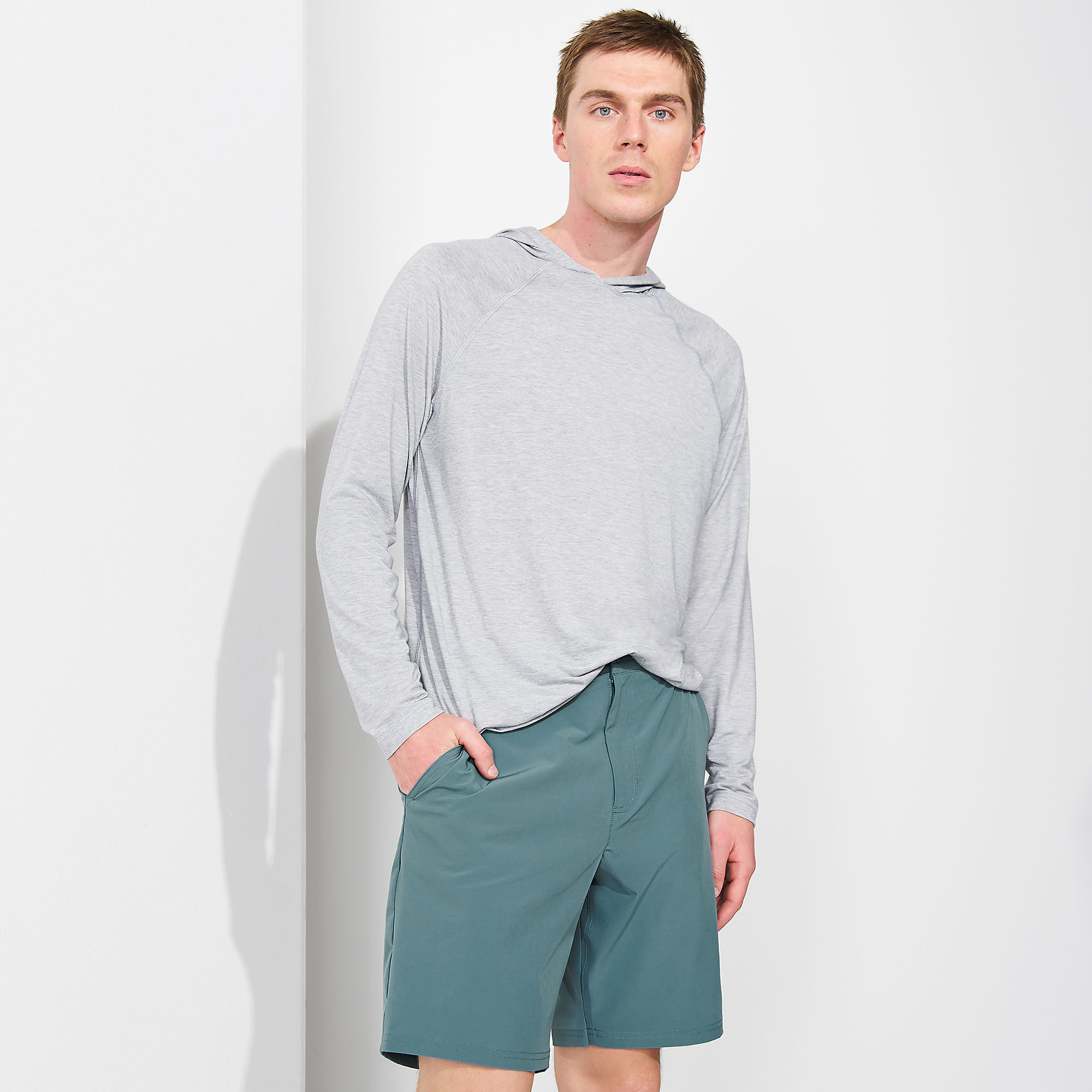 Men's Cooling Long Sleeve UPF 50 Hooded Swim Tee Rash Guard | Lands' End (US)