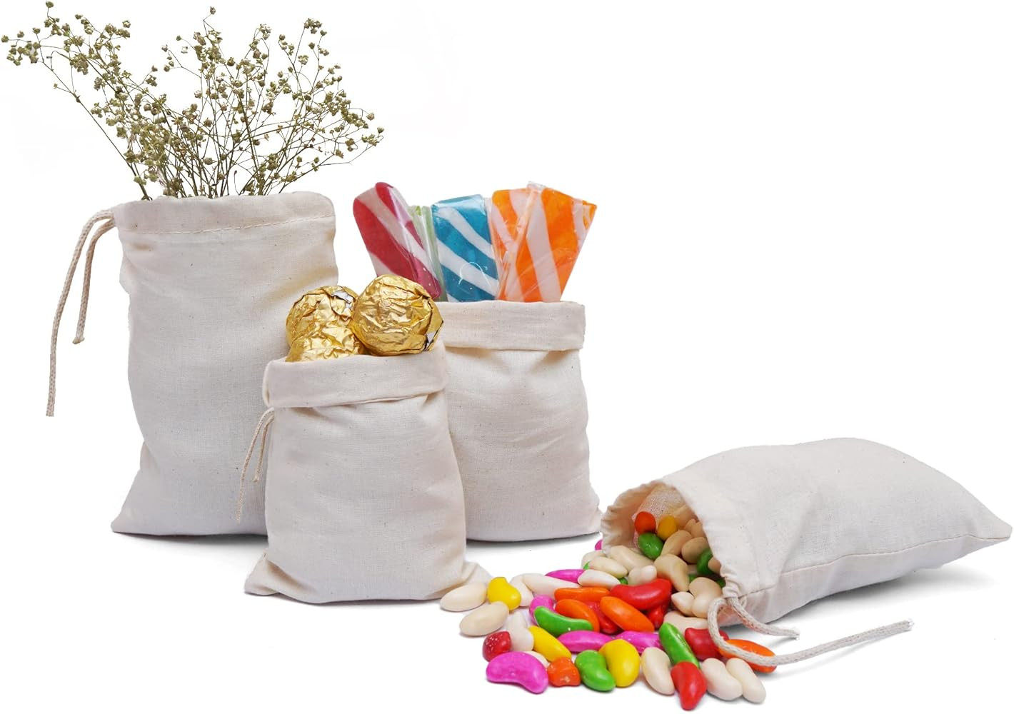 Reusable Eco friendly 12"x20" Cotton Thick Single Drawstring Muslin Bags "premium quality (Natura... | Amazon (US)