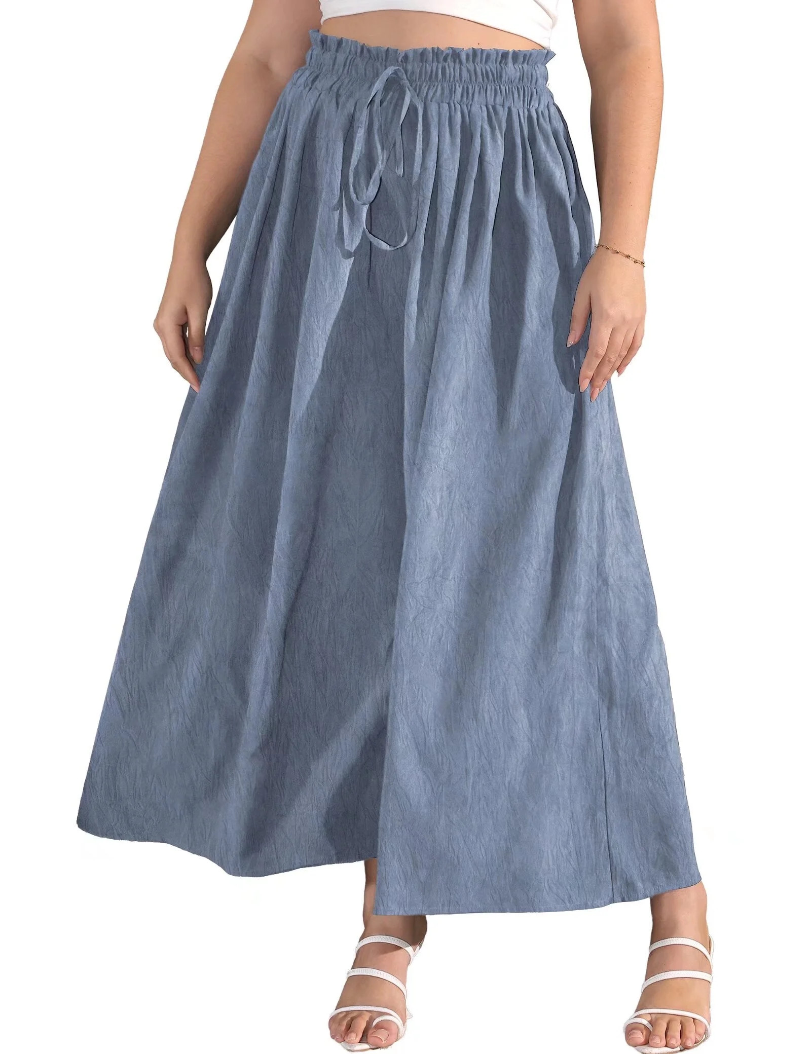 FOLUNSI Women's Plus Size Wide Leg Pants Casual Loose High Waist Culottes Trousers m-4x | Walmart (US)