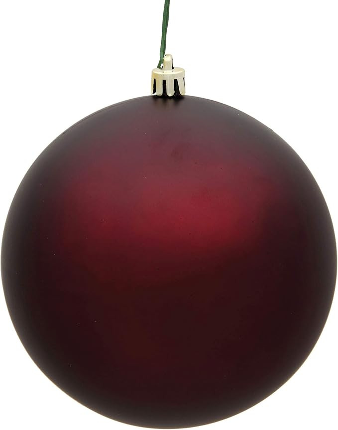 Vickerman 6" Burgundy Matte Ball Ornament - Shatterproof & UV Resistant Plastic - Drilled Cap wit... | Amazon (US)