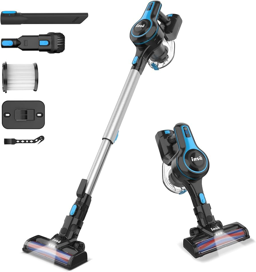 INSE Cordless Vacuum Cleaner, 6-in-1 Rechargeable Stick Vacuum with 2200 m-A-h Battery, Powerful ... | Amazon (US)
