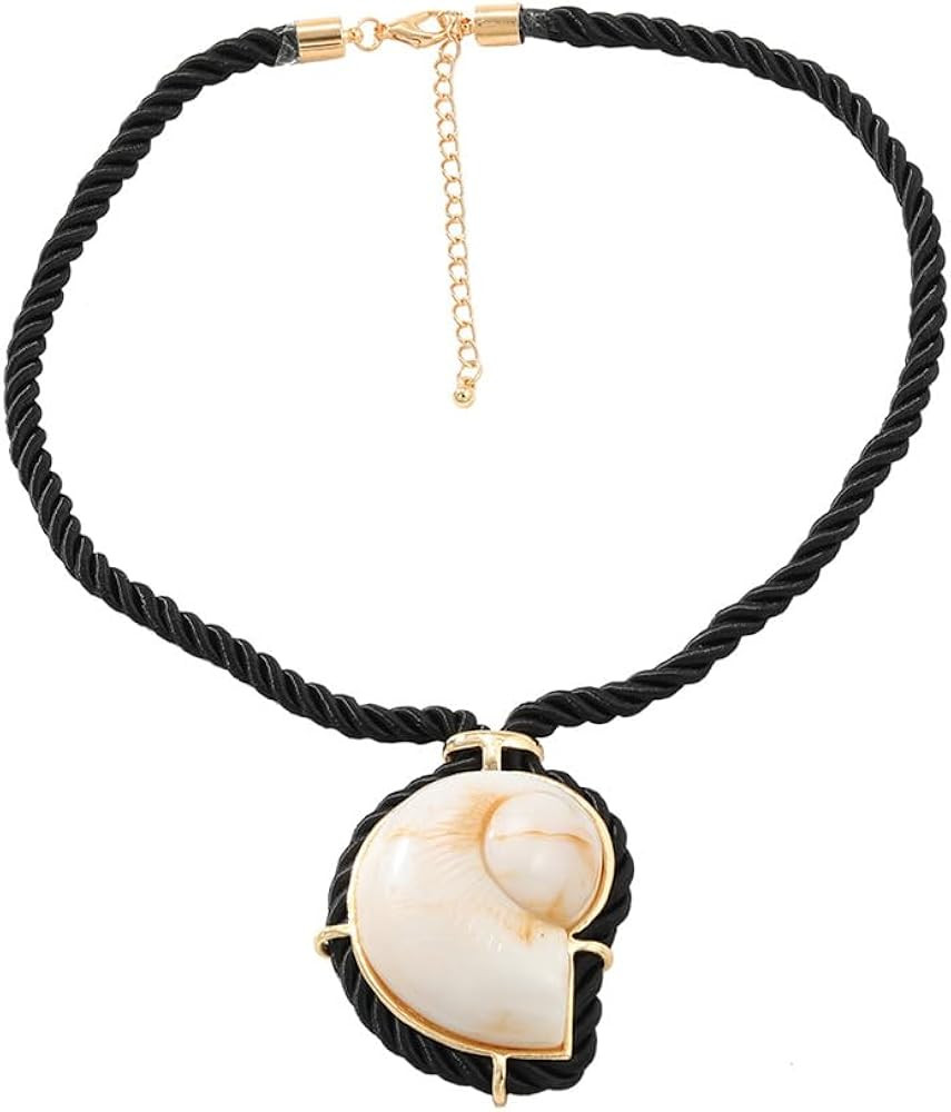 Dtja Large Shell Conch Pendant Necklace for Women Handmade Charms Chunky Sea Nail Ocean Marine Li... | Amazon (US)