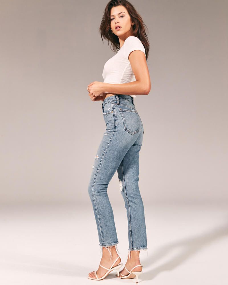 Ripped High Rise Mom Jeans | Abercrombie & Fitch US & UK