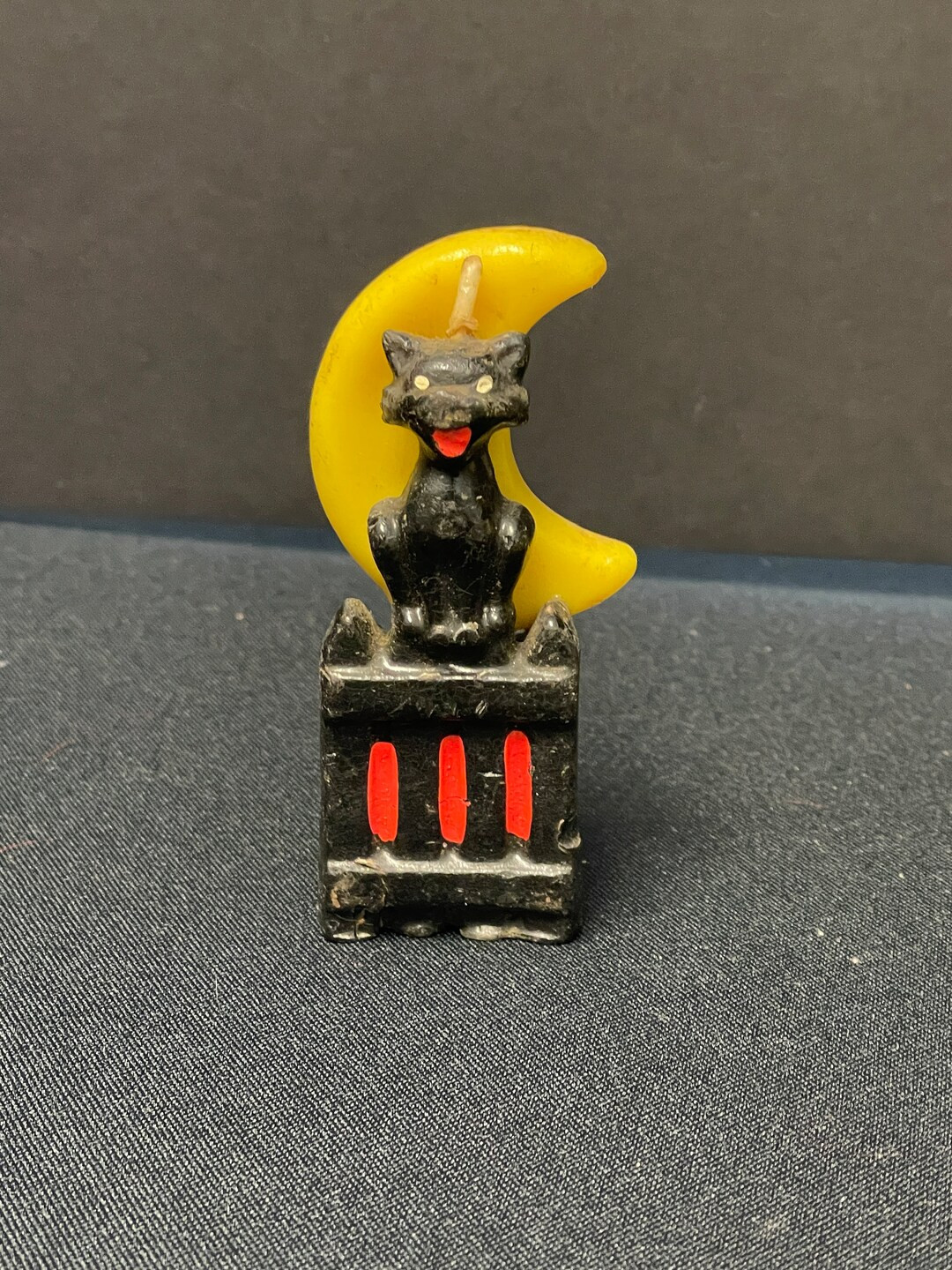 Vintage Gurley Halloween Wax Candle With Black Cat and Yellow - Etsy | Etsy (US)