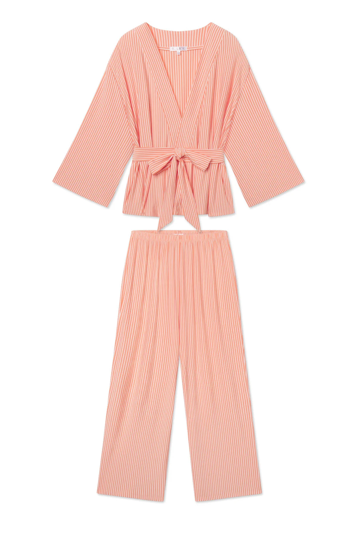 DreamModal™ Kimono Pajama Set in Bellini Pencil Stripe | Lake Pajamas