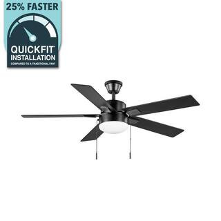 Hampton Bay 52 in. Corwin Indoor/Outdoor Matte Black LED Ceiling Fan with Light Kit 56051 - The H... | The Home Depot