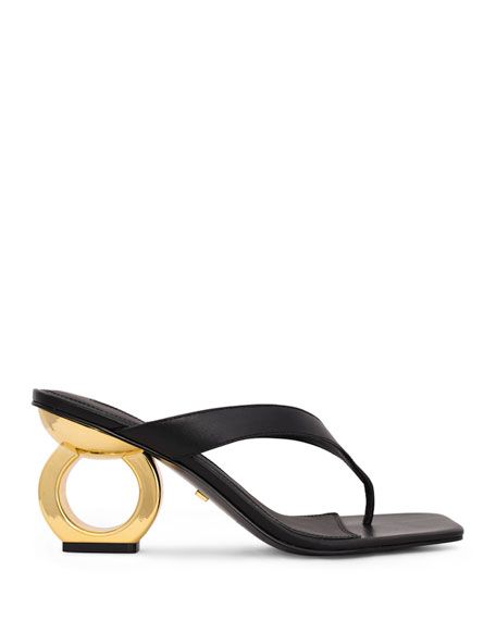 Kat Maconie Yana Metallic-Heel Thong Sandals | Neiman Marcus