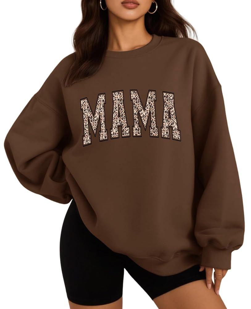 Mama Sweatshirts Oversized Crewneck Long Sleeve Graphic Sweatshirt for Women Casual Loose Fit Pul... | Amazon (US)
