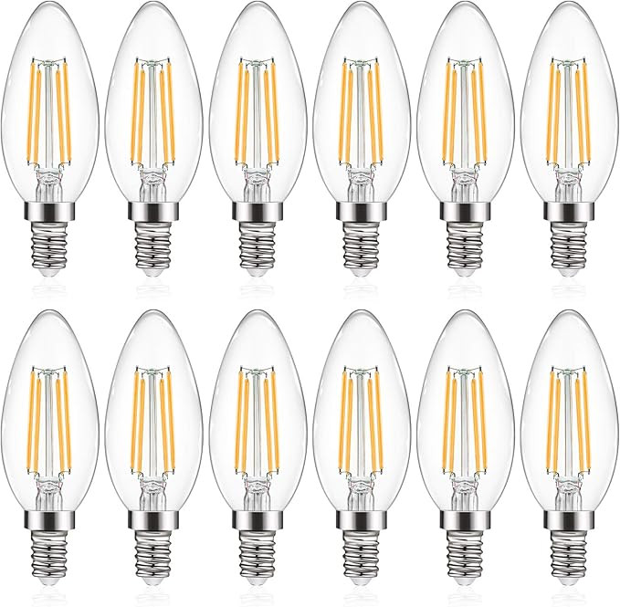 Defurhome E12 Candelabra LED Bulb, Equivalent to 60W, High CRI 95+, 550LM, Warm White 2700K, Non-... | Amazon (US)