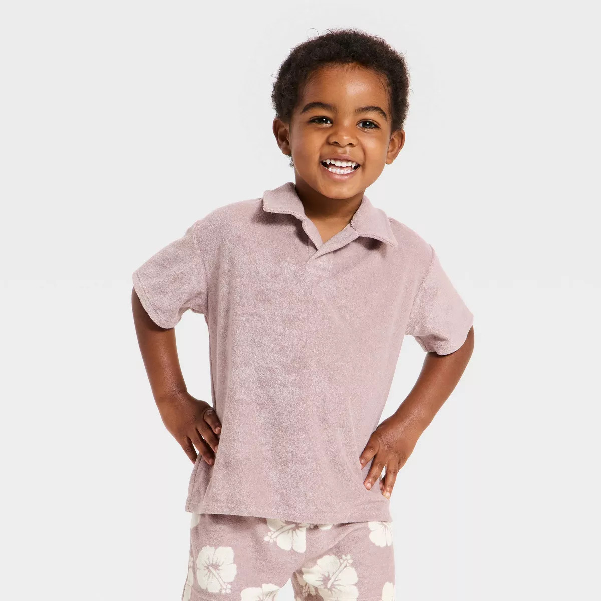 Grayson Mini Toddler Boys' Hibiscus Matching T-Shirt and Pull-On Shorts Set - Brown 12M | Target
