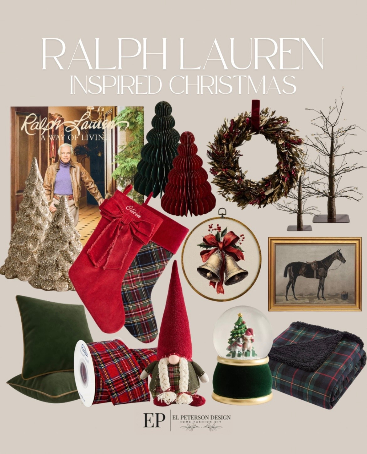 Ralph Lauren inspired Christmas 
Stockings
Coffee table book
Table top tres
Gnome
Blanket
Snow glove
Artwork
Prelit tree
Wreath
Ribbon


#LTKHoliday #LTKHome #LTKFindsUnder50